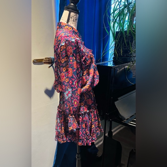 NWT Misa Los Angeles Vittoria Mini Dress Floral Ruffle  V-neck Size Large - Picture 9 of 9
